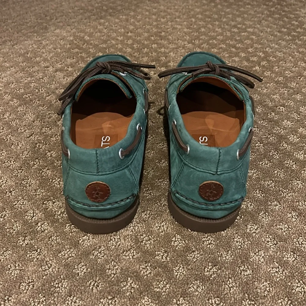 Just Like Sebago’s Froats Men's Green Leather W/Brown Rubber Soles Boat Shoes